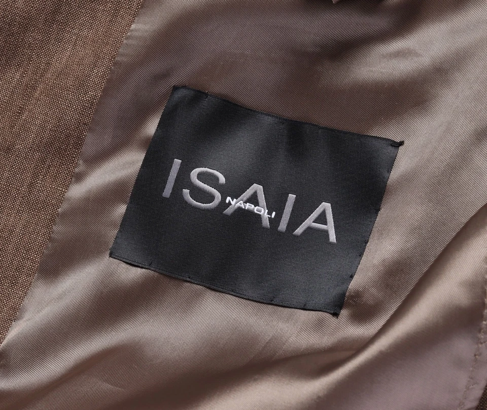 NWT ISAIA NAPOLI SPORT COAT blazer brown Ormezzano pure linen luxury Italy 56 - Image 4 of 4
