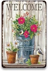 Tin Metal Sign Welcome Garden for Outside Vintage Wall Art Decor 8x12