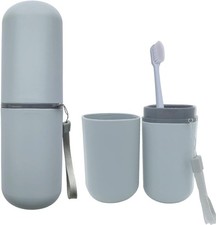 Light Blue Travel Toothbrush Holder, Toothbrush and Toothpaste Travel Case
