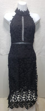 Little Black Dress Halter Floral Lace Overlay Midi Womens Small 6 - Worn Once