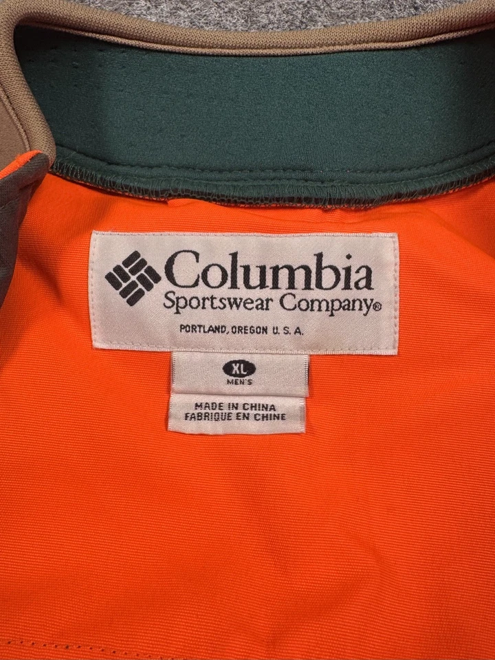 Columbia Hombres Chaleco de Caza Cazador Naranja Acento Talla XL Marrón Lona Bolsillos con Cremallera Foto 4 de 4
