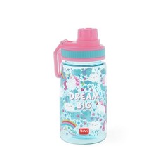 Legami - Children's Water Bottle, Lightweight, Airtight, BPA Free, 400 ml, Unico