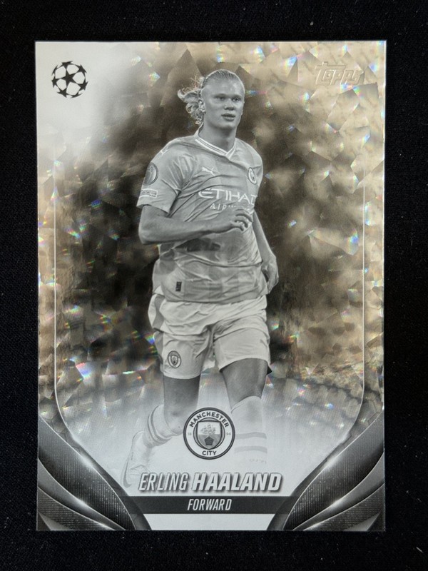 2023-24 Topps UEFA UCC Erling Haaland Black and White Icy /150 Manchester City