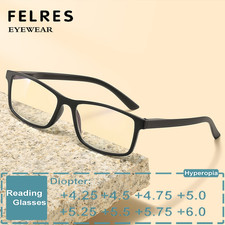 Unisex Anti Blue Light Square Reading Glasses Highly Strength 4.25 To 6.0 Hot