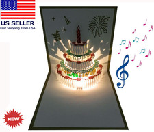 3D Pop up Birthday Cards,Warming LED Light Birthday Cake Music Happy Birthday CA