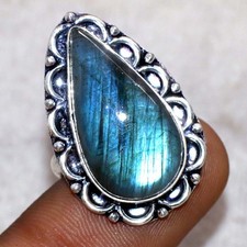 Fiery Labradorite 925 Silver Plated Ring US 9.5 Superb Gift Most Beautiful GW