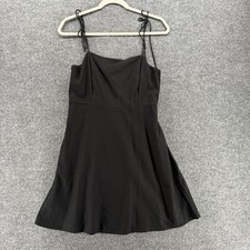 Old Navy Dress Size M Black A-Line Linen Blend Dark Coquette Milkmaid Soft Girl