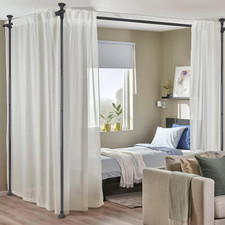 Room Divider, No Drilling Curtain Rods Hanging Wall Divider for Room Separation,