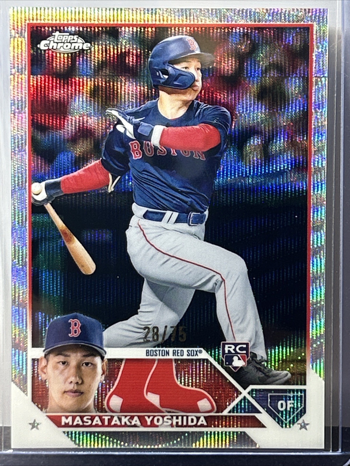 Masataka Yoshida 2023 Topps Chrome Blue Wave Refractor Rookie RC #28/75 #167