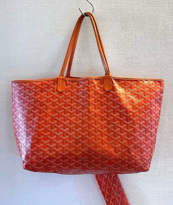 Goyard Saint Louis PM Schultertasche Beuteltasche orange Fischgrätmuster mit ...
