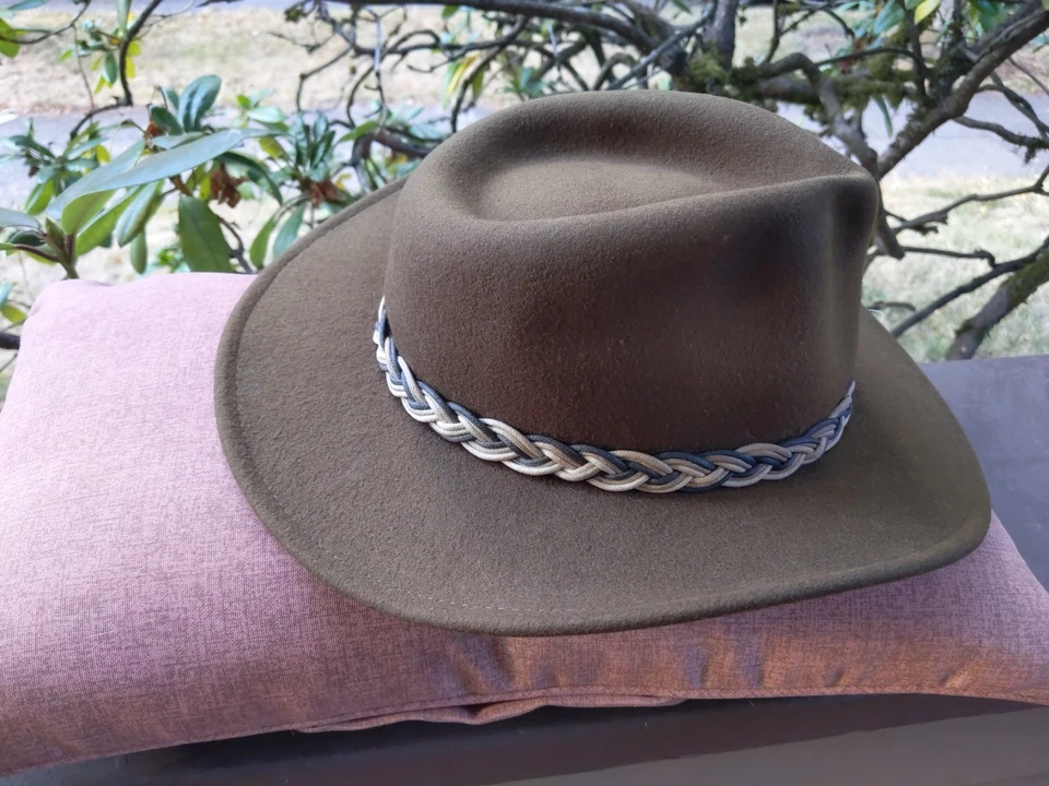 Sombrero de lana Scala Outback Dorfman Pacific para hombre talla mediana marrón banda trenzada Foto 4 de 4