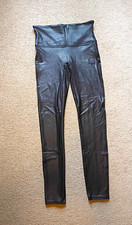 SPANX Faux Leather High Rise Ankle Leggings Black Size S Stretch Biker