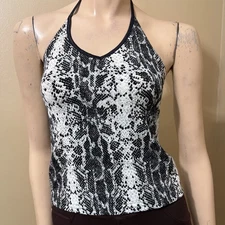 Women’s Grey Snake Print Polyester Casual Summer Stretch Tied Size XL Blouse Top