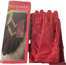 Isotoner Women  s Red Gloves Warm Lined One-Size Longer Length New, Open Box