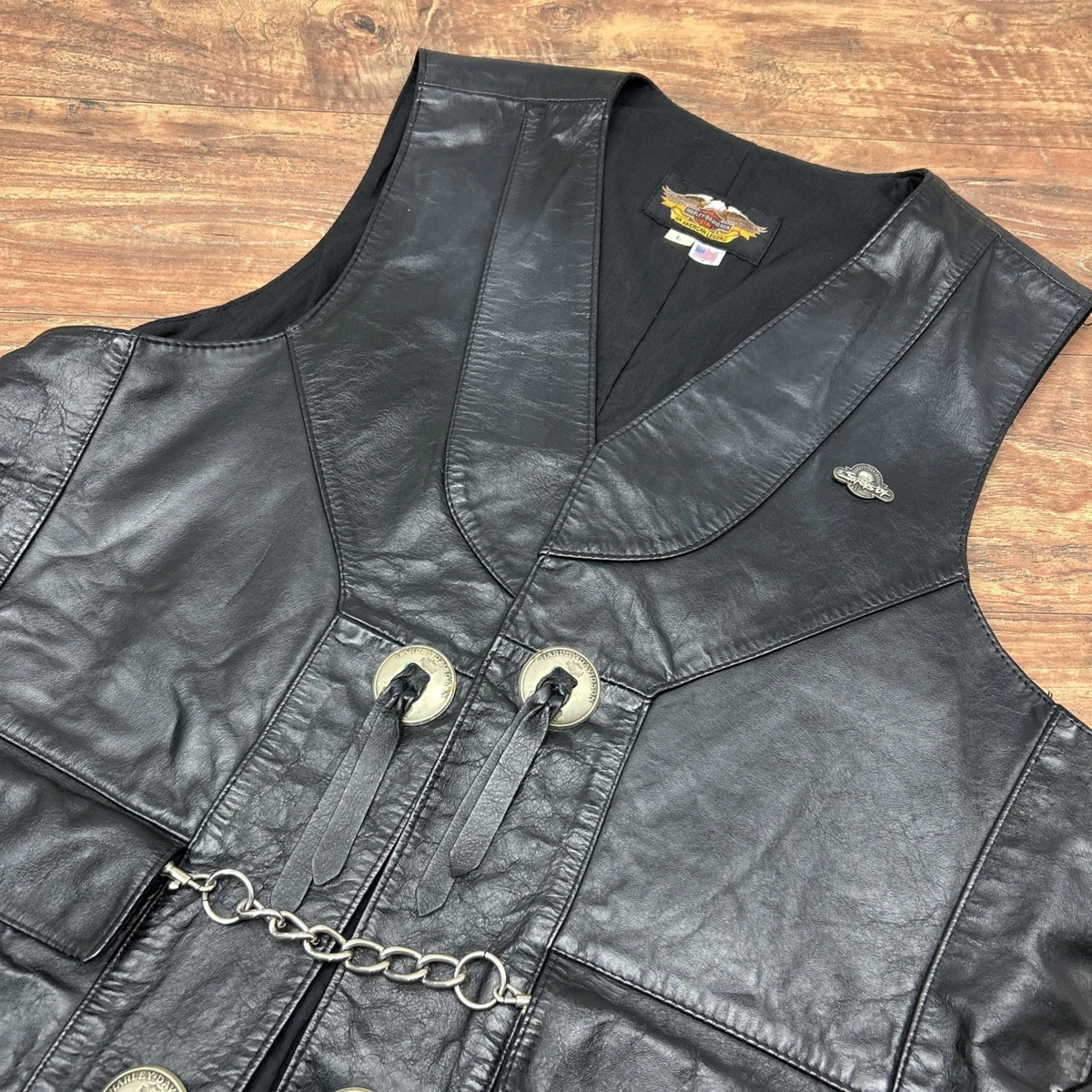 Chaleco De Mezclilla Negro Al Estilo Biker Sons Of Anarchy - Acolchado, Con Detalles De Diamante, Para Hombre