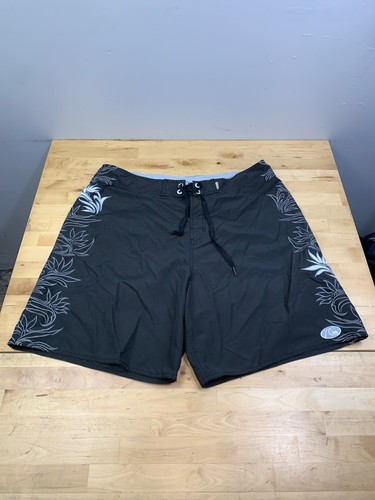 Billabong, Vintage Billabong Board Shorts Men 38 Black Floral Beach Surf Swim 13790