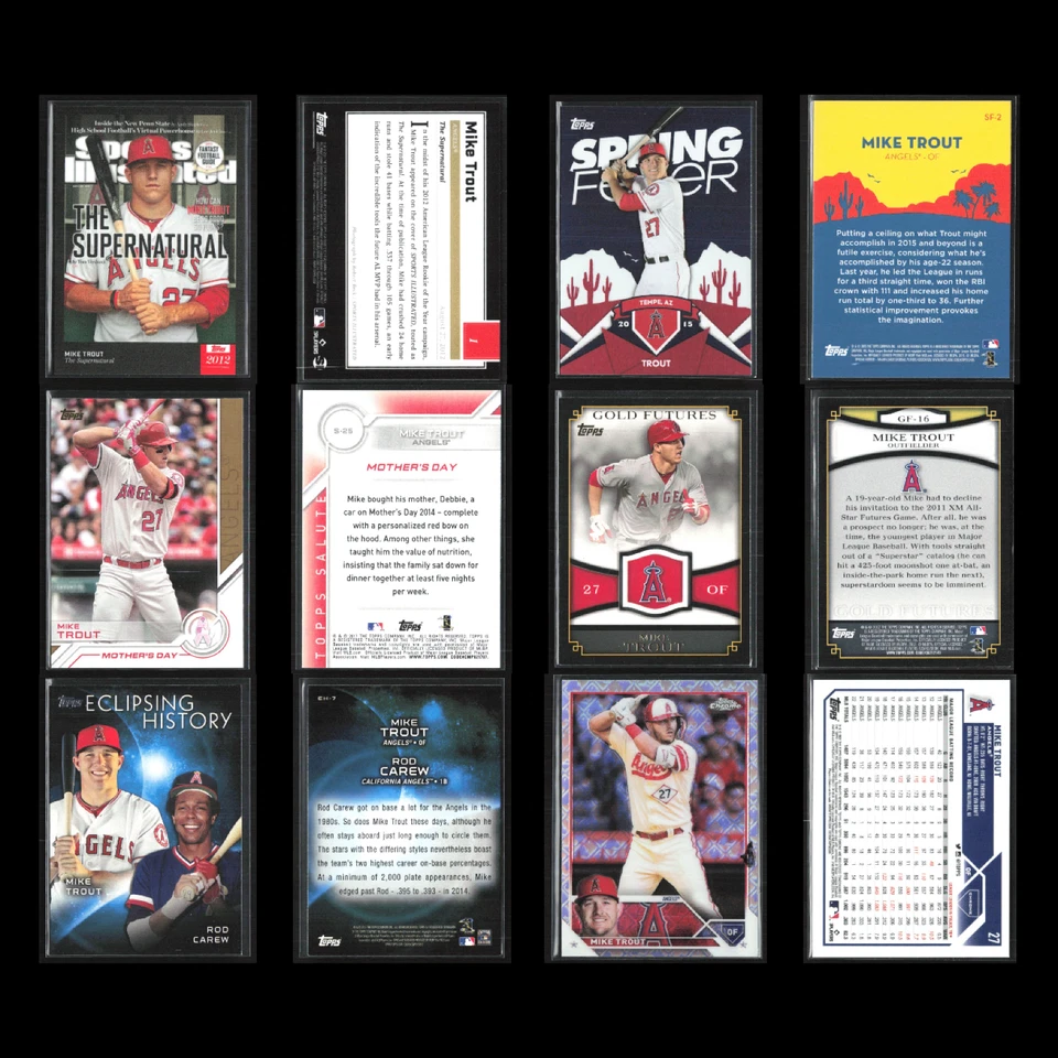 Lote de 50 cartões de beisebol Mike Trout Angels MLB coleção a granel refratores Topps - Imagem 4 de 4
