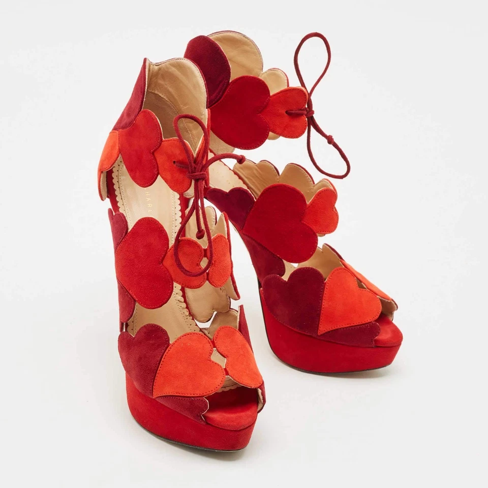 Sandálias plataforma Charlotte Olympia multicoloridas de camurça tamanho 39 - Imagem 4 de 4