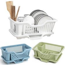 Large Plastic Kitchen Sink Dish Cutlery Plate Bowl Holder Rack Drip Tray Drainer