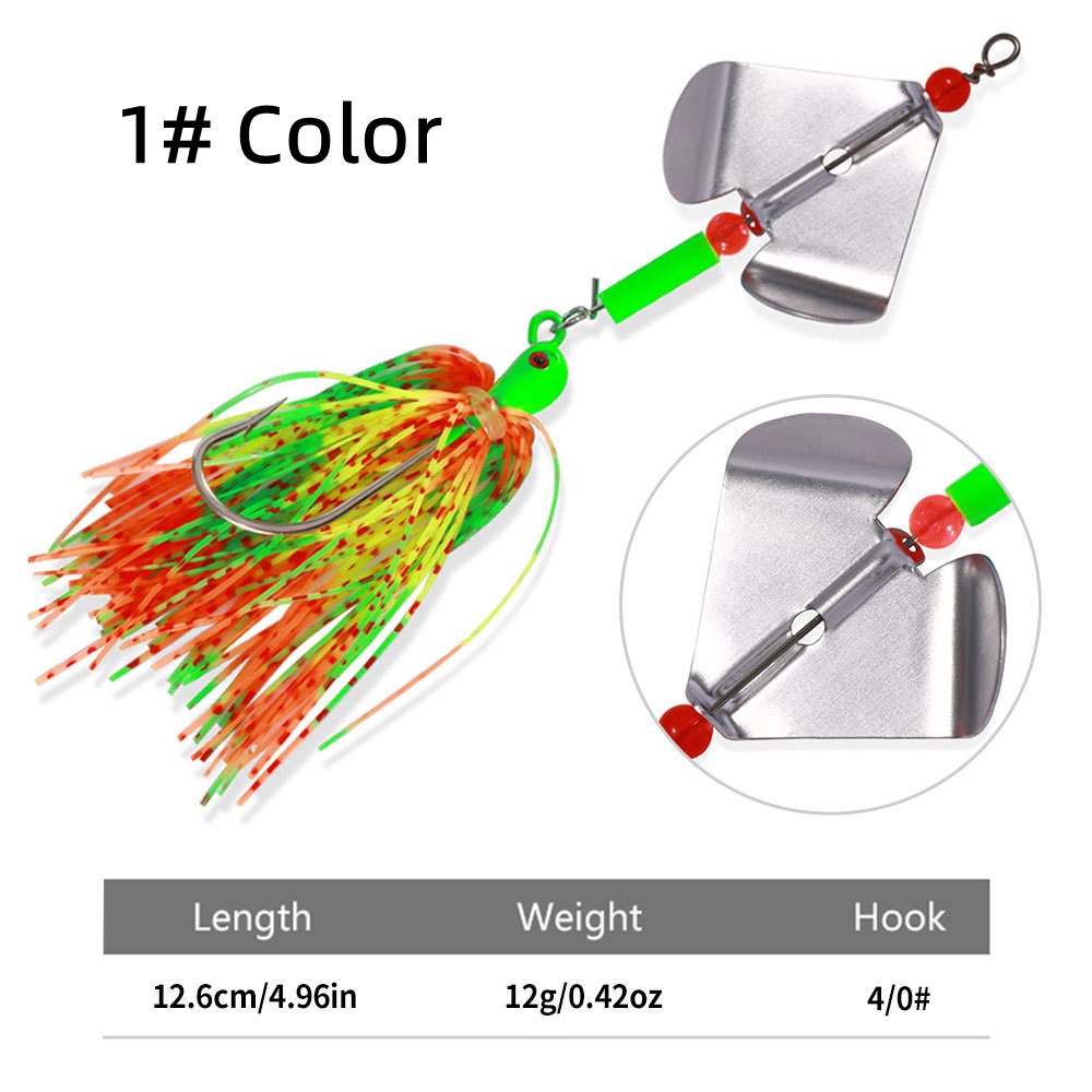 4PCS/Set 12g Blade Spinner Bait with Rubber Skirt Fish Buzzbait Fishing Lure Lot - Image 15