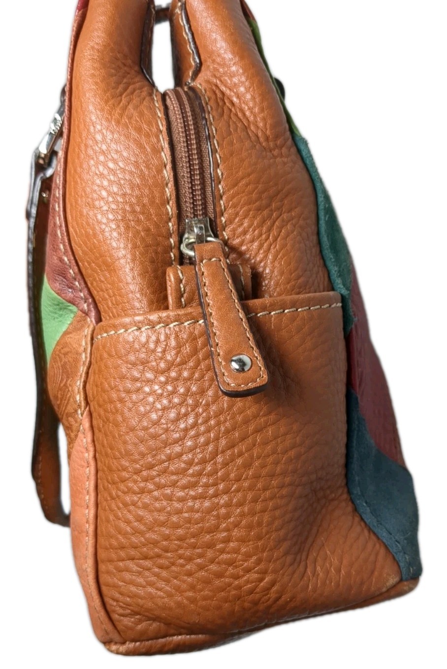 FOSSIL Multi-Color Patchwork Leather/Suede Small … - image 8