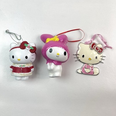 3 Sanrio Hello Kitty Christmas Ornaments My Melody Holiday Dress Metal Enamel