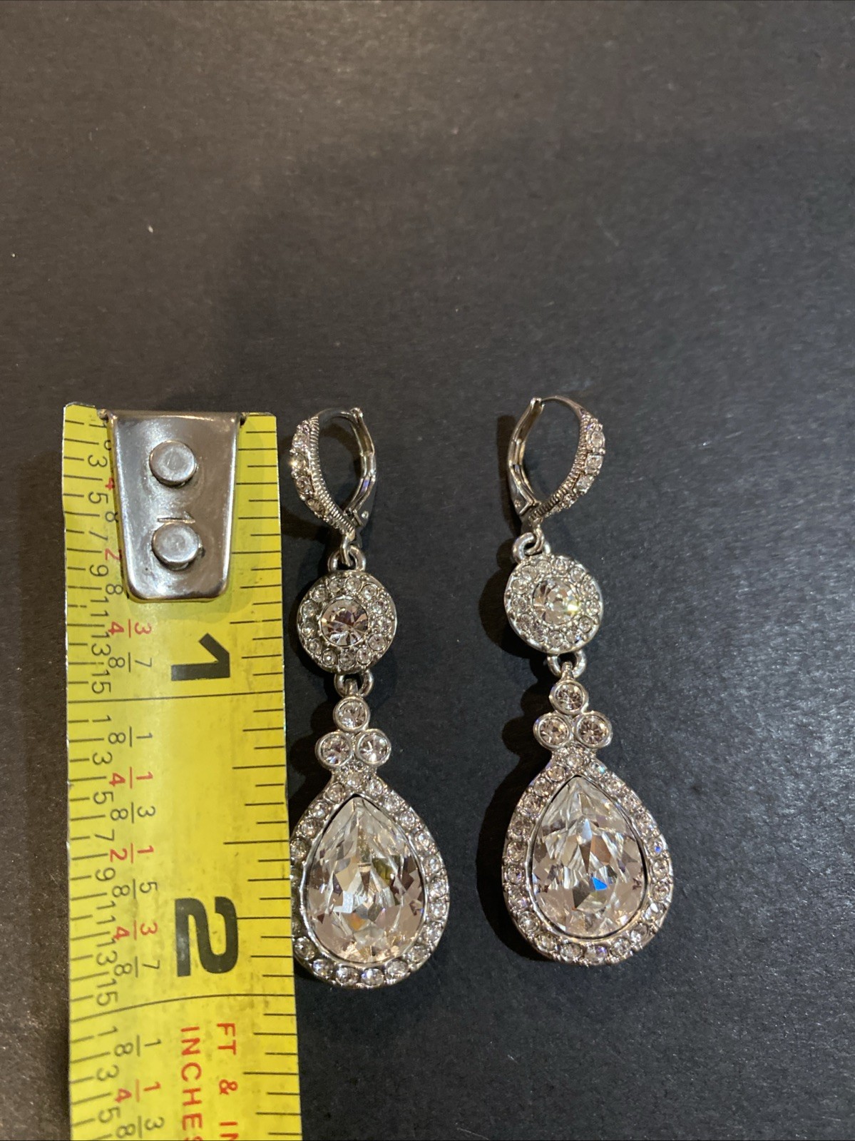 GIVENCHY CRYSTAL RHINESTONE TEARDROP DANGLE LEVER… - image 6