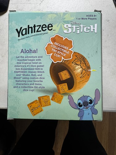 Neu Disney Lilo & Stitch Yahtzee Spiel Kokosnuss Schale Holz wie Würfel Tiki - Bild 3 von 3