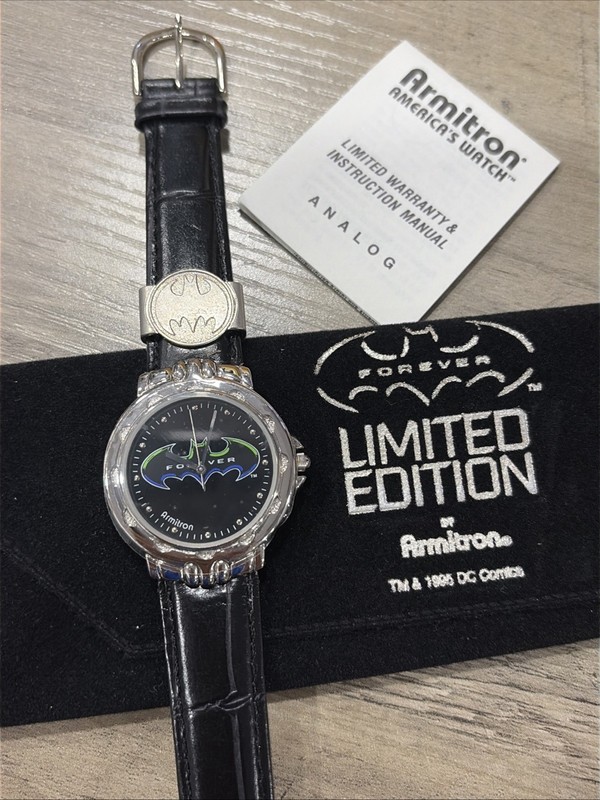 1995 Batman Forever Limited Edition Armitron Watch Leather Band 1266 needs Batt
