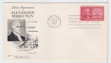 TurtlesTradingPost- Alexander Hamilton #1086 FDC- 1957- Fleetwood Cachet