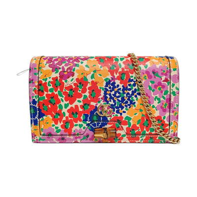 Gucci Floral Pattern Print Mixed Material Mini Shoulder Bag - Excellent #1SBJIK9