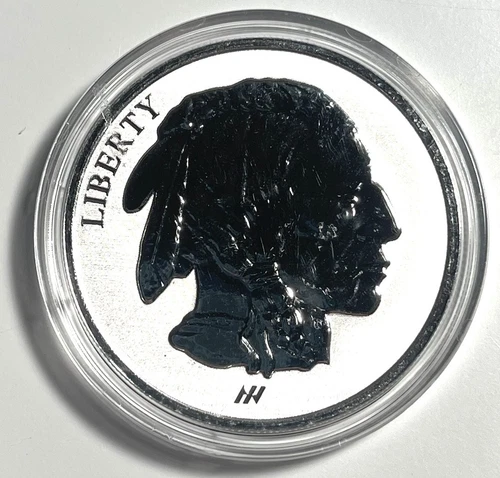 1Oz Fine Silver .999 Reverse Proof Buffalo Indian Round Bullion Asahi In Capsule - Picture 1 of 4