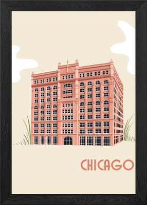 Chicago Illustration Framed Wall Art Poster Canvas Print Picture