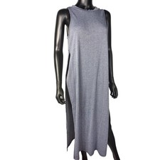 PoofRibbed Knit Maxi Dress Sleeveless Tank Style Side Slit Casual Comfy
