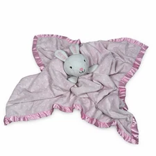 Cloud Island Pink Bunny Rabbit Lovey Security Blanket Satin Trim Polka Dots