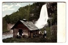 Vintage Hardanger Norway Waterfall Scenic Postcard Axel Eliassons