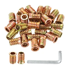 50 Pcs Threaded Insert for Wood, 3/8" - 16 Threaded Studs 25mm Length, Gold