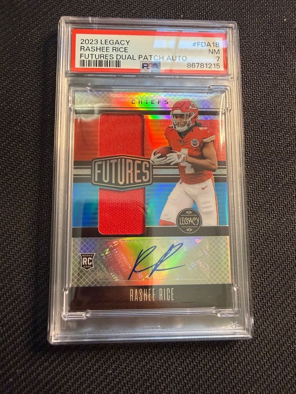 2023 Panini Legacy #FDA-18 Rashee Rice Futures Dual Patch Autographs /249 PSA 7