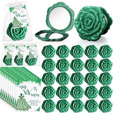 50 Sets Quinceanera Party Favors for Guests Rose Design Compact Pocket Mirror...
