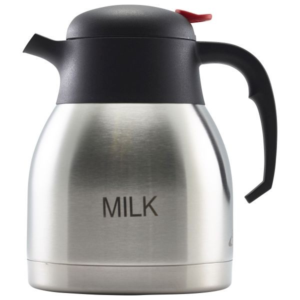 GenWare Vacuum Jug Stainless steel Milk Inscribed Bar Serving Push Button Jug