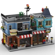 Compatible Toy Shop and Deli with Interior for Modular Town 1424 Build Moc