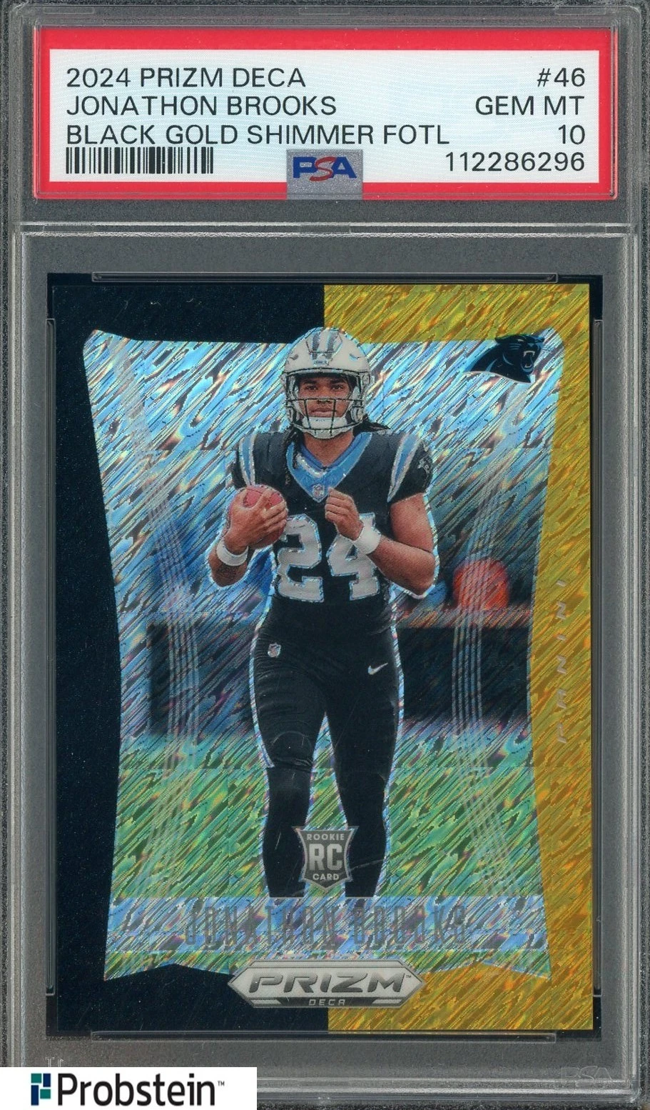 Jonathon Brooks Panini Prizm Deca #46 Black Gold Shimmer Fotl