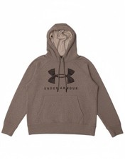 UNDER ARMOUR Womens Oversized Graphic Hoodie Jumper UK 6 XS Grey Cotton CL03