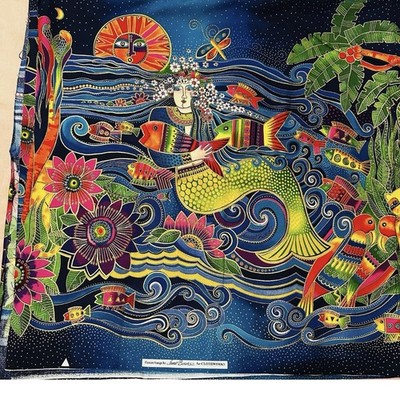 Ocean Songs'' fabric panel by Laurel Burch for Clothworks. Size 94x44