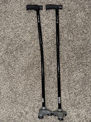 HurryCane Adjustable Height Collapsible Walking Cane Black (Lot Of 2)