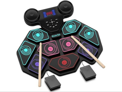 Electronic Drum Set - YUOIOYU Electric Roll Up Portable Colorful 