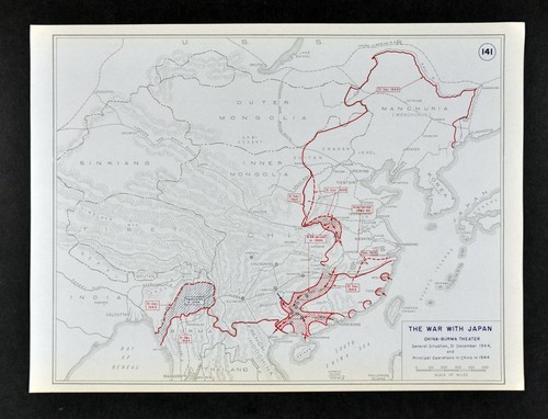 West Point WWII Map War Japan China Burma Hong Kong Japanese Invasion Dec 1944 - 第 1/1 張圖片