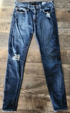 True Religion Halle Mid Rise Super Skinny Jeans Women  s Size 27 Distressed