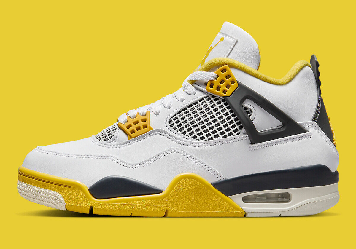 Women's Nike Air Jordan 4 Retro Vivid Sulfur White AQ9129 Women's Nike Air Jordan 4 Retro Vivid Sulfur White AQ9129