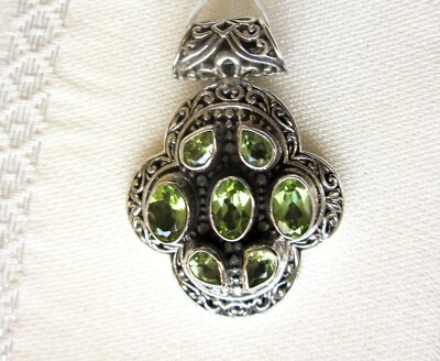 Kunsthandwerker Peridot Anhänger, 925 Sterling Silber, 2,08 cts, 8,5 Gramm